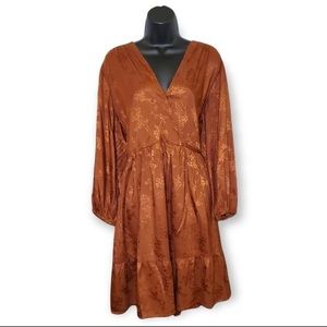 Burnt Orange 52seven Women's Blouson Sleeve Rust Formal Dress